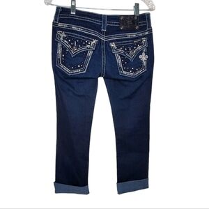 Miss Me Straight Legged Jeans Embellished Fluer De Lis, SZ 26x29 JE5685t2n